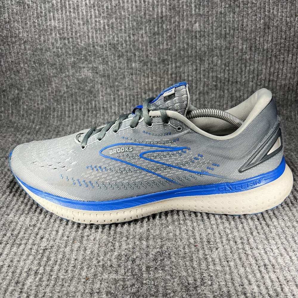 Brooks Glycerin 19 Men's Size 13 Quarry Grey Zap Blue Running Shoes 1103561D095 - Picture 5 of 16